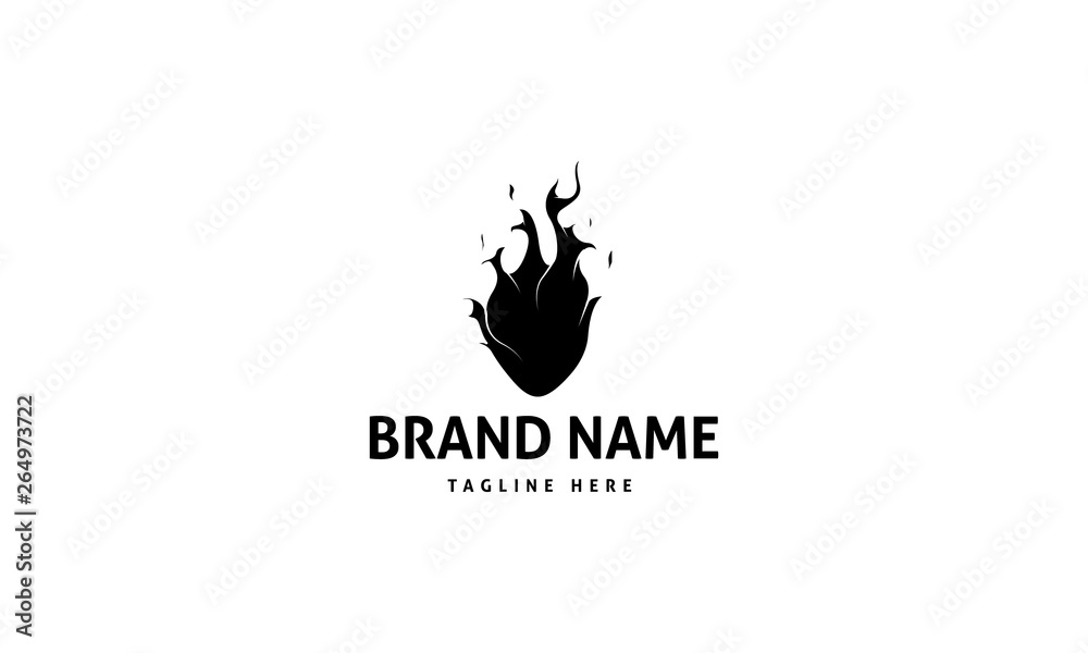 Heart Fire Abstract Black vector logo design Heart Fire Abstract Black vector logo design