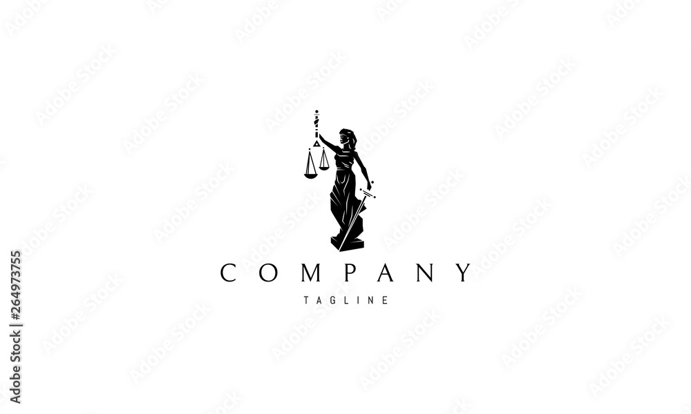 Lady Justice Statue Black vector logo design Lady Justice Statue Black vector logo design