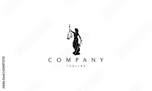 Lady Justice Statue Black vector logo design photo
