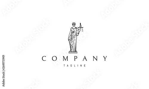 Lady Justice Statue Black vector logo 4 design