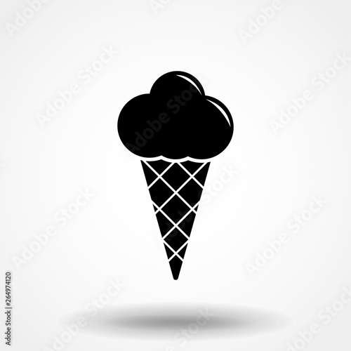 Ice cream cone icon isolated. Modern sweet vanilla desert sign. Trendy vector chocolate cram symbol for web site design, button to mobile app. Logo illustration.