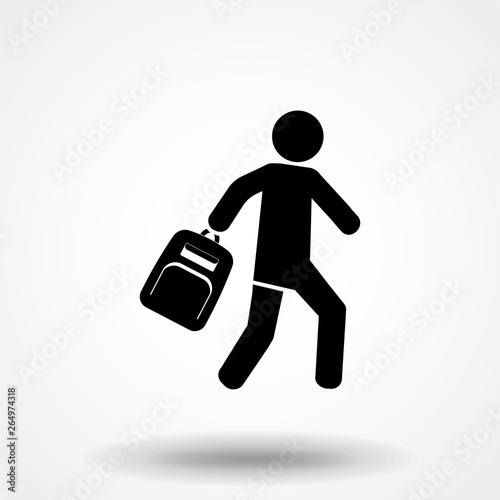 Schoolboy carrying a bag vector icon
