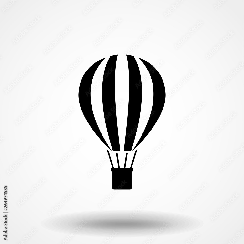 Vector illustration. Silhouette of hot air balloon. Air transport for travel. Isolated on white background Vector illustration. Silhouette of hot air balloon. Air transport for travel. Isolated on white background