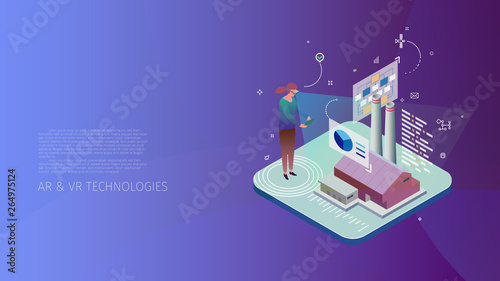 modern isometric design stylish conceptual composition AR VR technology metaphor