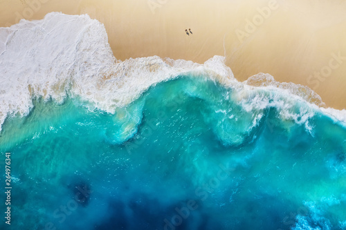 Coast as a background from top view. Turquoise water background from top view. Summer seascape from air. Nusa Penida island, Indonesia. Travel - image © biletskiyevgeniy.com