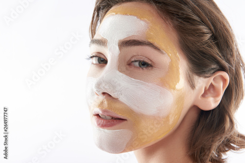 Close up of sensual young woman with face mask