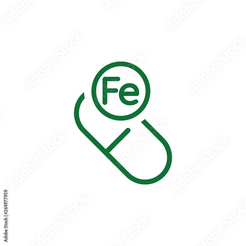Vitamin Fe green icon. Element of vitamin icon. Thin line icon for website design and development, app development. Premium icon