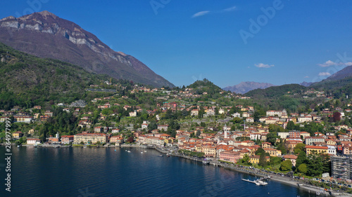 Aerial drone photo of iconic village of Tremezzina in lake Como one of the most beautiful and deepest in Europe, Lombardy, Italy © aerial-drone