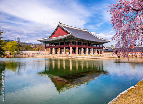 Gyeongbokgung palace in spring at seoul city south Korea 