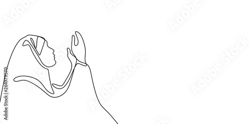 hand rising for praying continuous line drawing