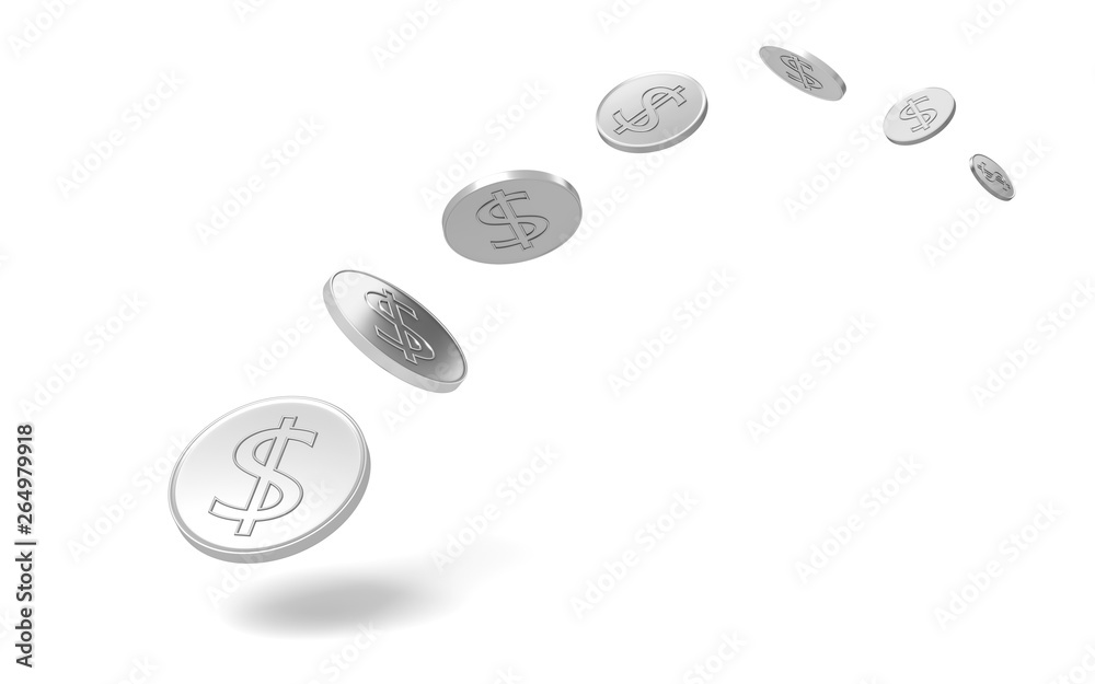 Silver coin with a dollar sign. Silver coin with a dollar sign.