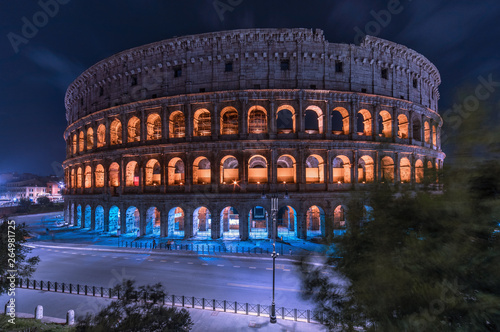 Rome night Colosseum. Cityscape, coliseum with night light