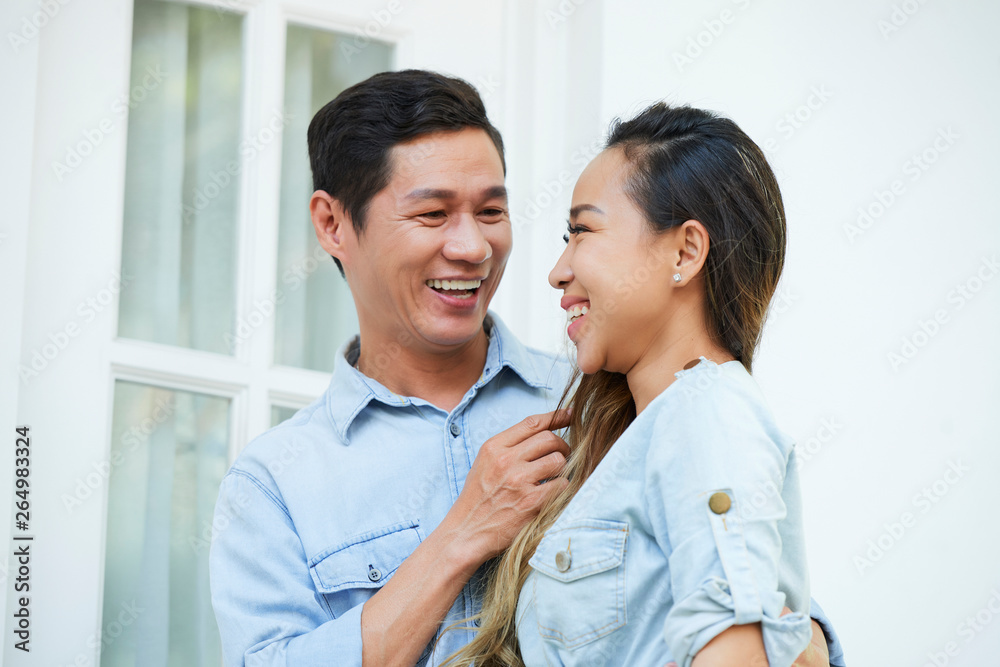 Happy man in love looking at girlfriend Happy man in love looking at girlfriend