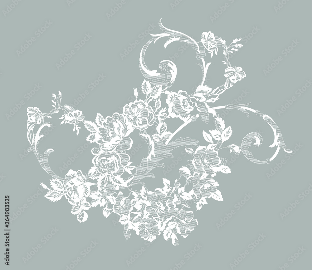 lace flowers decoration element