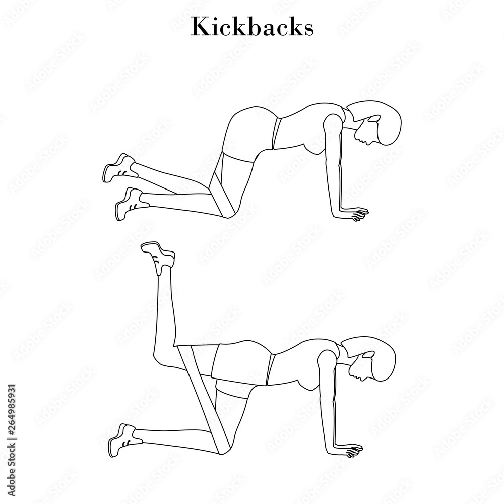 Kickbacks exercise illustration outline Kickbacks exercise illustration outline