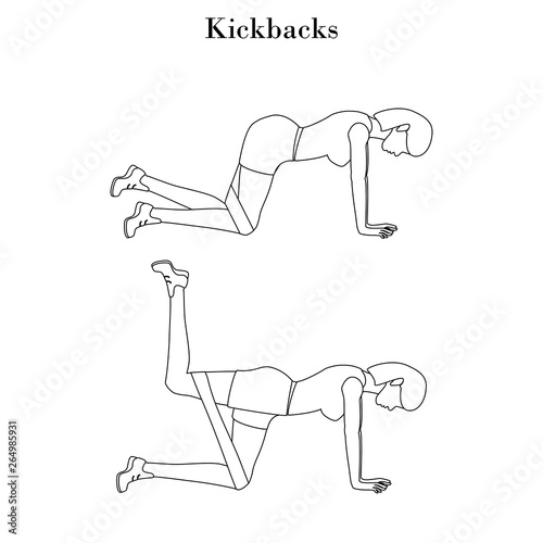 Kickbacks exercise illustration outline