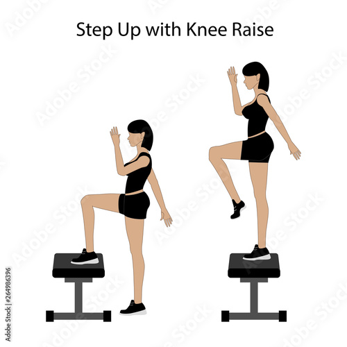 Step up with knee raise exercise
