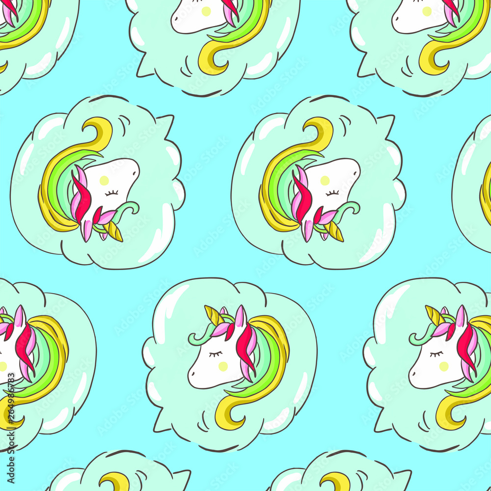 Obraz premium Seamless unicorn background. Vector design elements