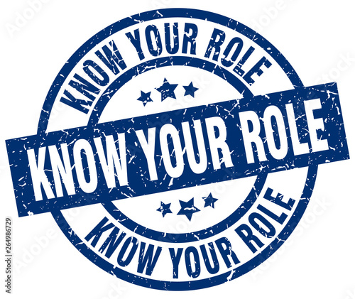 know your role blue round grunge stamp