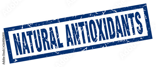 square grunge blue natural antioxidants stamp