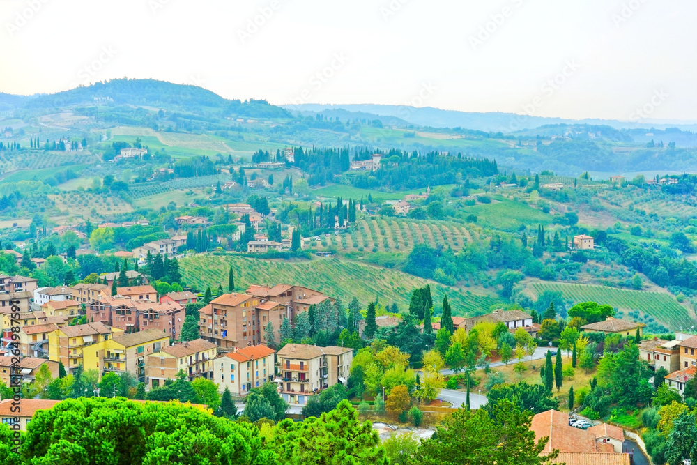 View of the countryside in Tuscany, Italy in summer.