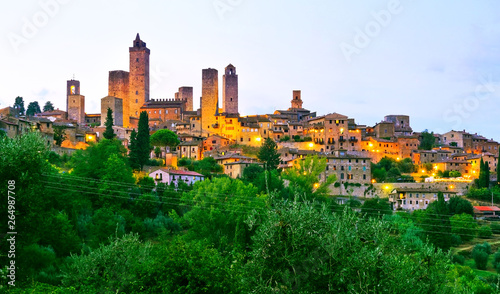 Wallpaper Mural View of the historic cityscape of San Gimignano facing the countryside in Tuscany, Italy at  dusk. Torontodigital.ca