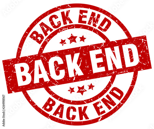 back end round red grunge stamp