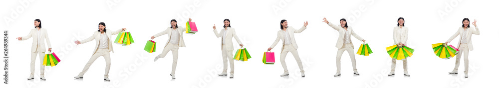 Man with shopping bags isolated on white Man with shopping bags isolated on white