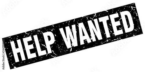 square grunge black help wanted stamp