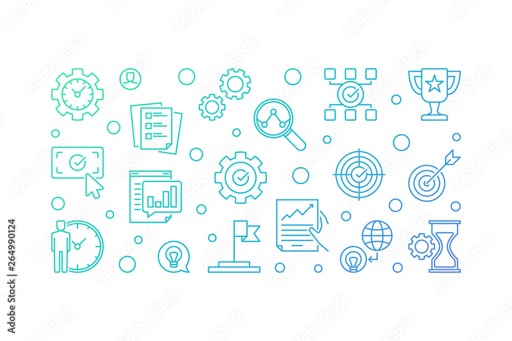 Business goals vector horizontal outline illustration on white background Business goals vector horizontal outline illustration on white background