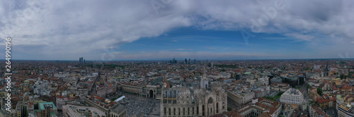 Aerial drone photo of iconic Cathedral and square of Duomo one of the biggest in the world, Milan, Lombardy, Italy © aerial-drone