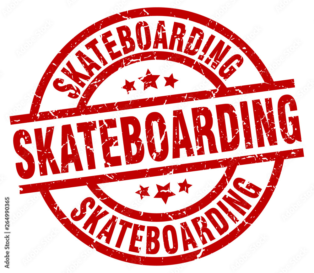 skateboarding round red grunge stamp skateboarding round red grunge stamp