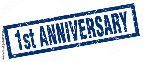 square grunge blue 1st anniversary stamp