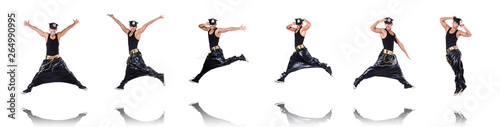 Rap dancer in wide pants on white © Elnur