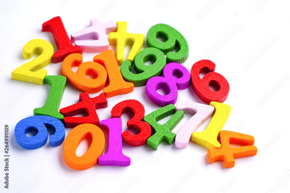 Math Number colorful on white background : Education study mathematics learning teach concept. Math Number colorful on white background : Education study mathematics learning teach concept.