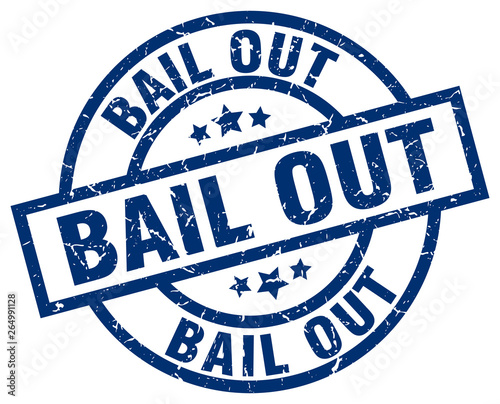 bail out blue round grunge stamp