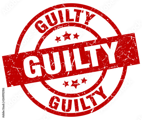 guilty round red grunge stamp