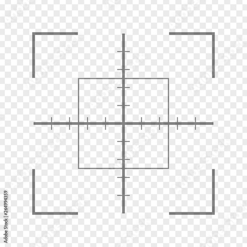 Sniper rifle aim isolated on transparent background. Crosshair target choose destination icon. Aim shoot focus cursor. Bullseye mark targeting. Game aiming sight dot pointer. Vector illustration