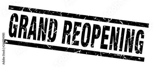 square grunge black grand reopening stamp