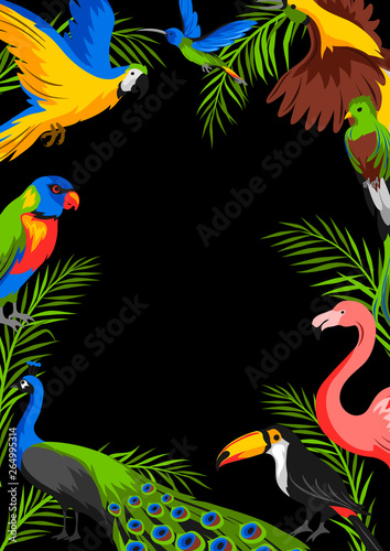 Background with tropical exotic birds.