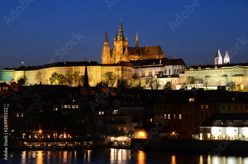 Hradcany District and Hradcany Castle in Prague at night