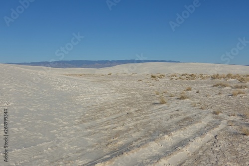 View of the White Sands National Monument with its gypsum sand dunes in the northern Chihuahuan Desert in New Mexico, United States