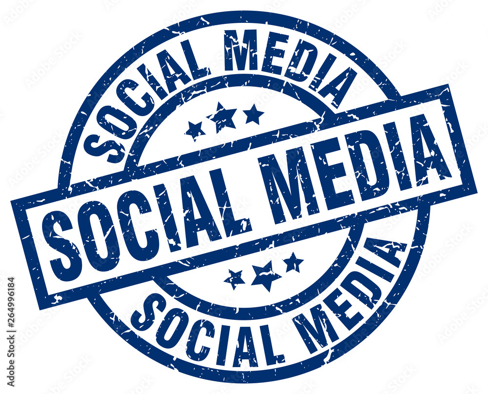 social media blue round grunge stamp social media blue round grunge stamp