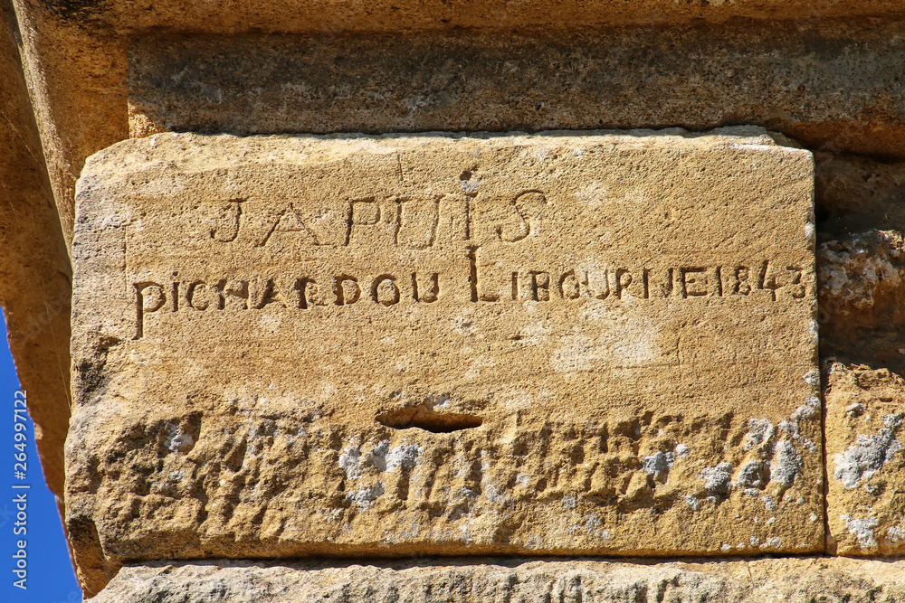 19th century graffiti on Pont du Gard, southern France