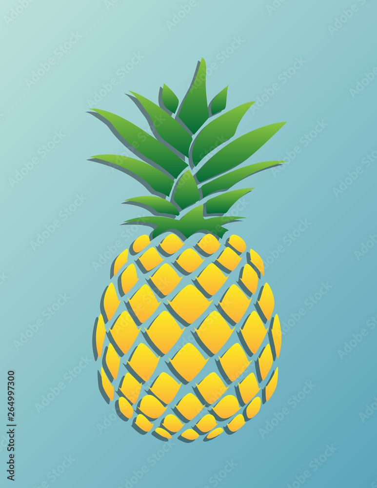 Pineapple vector illustration with sky blue background. Pineapple vector illustration with sky blue background.