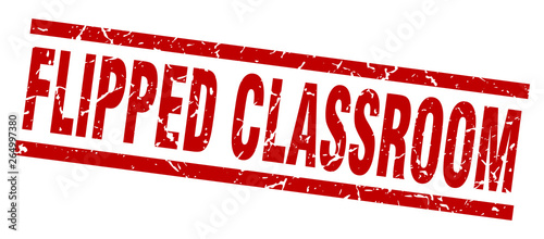 square grunge red flipped classroom stamp