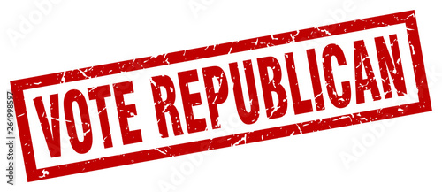 square grunge red vote republican stamp