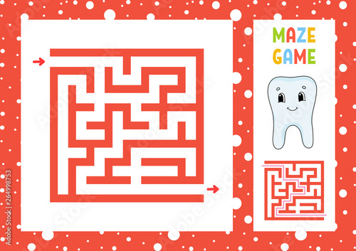Maze. Game for kids. Funny labyrinth. Education developing worksheet. Activity page. Puzzle for children. Cute cartoon style. Riddle for preschool. Logical conundrum. Color vector illustration.