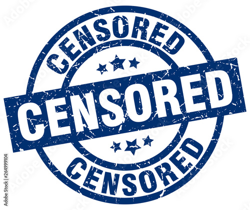censored blue round grunge stamp