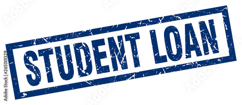 square grunge blue student loan stamp